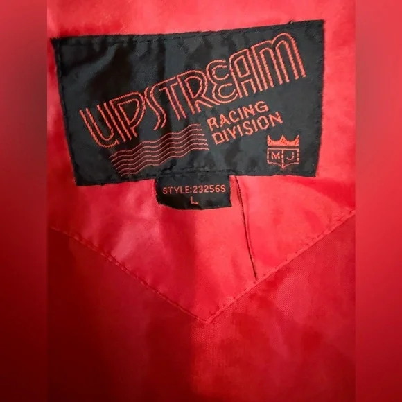 Vintage Upstream Racing jacket.  Nylon red with cart patch- fits like medium - Picture 3 of 8